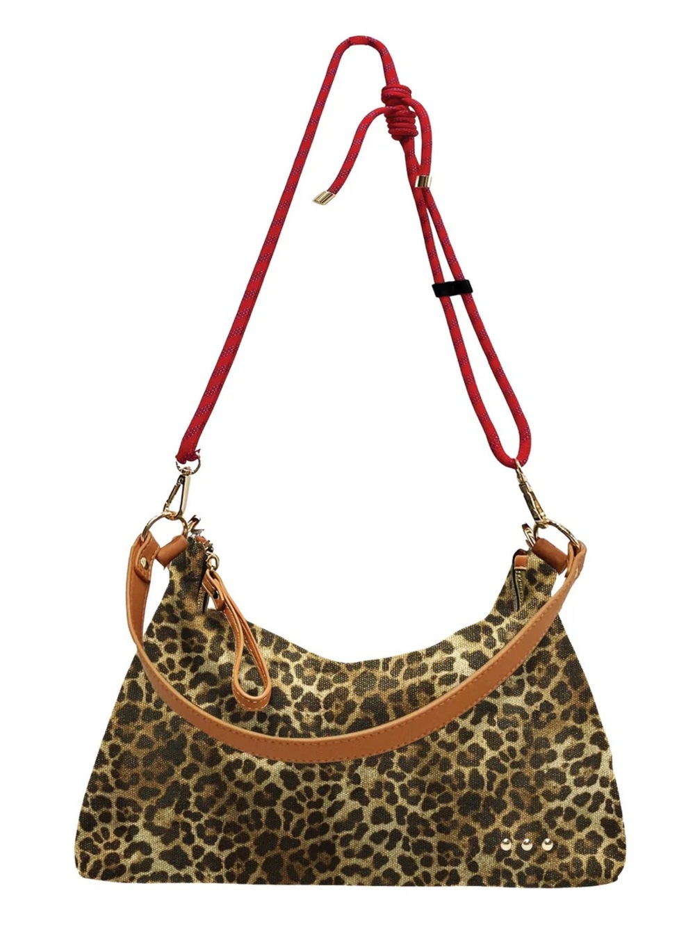 Pretty Simple Cosette Canvas Shoulder Bag Lasting Quality Two Straps Leopard